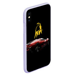 Чехол iPhone XS Max матовый Lamborghini - motorsport, цвет: 3D-светло-сиреневый — фото 2