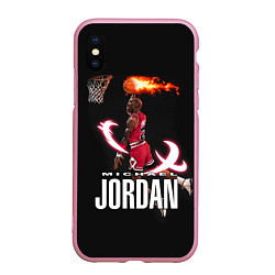 Чехол iPhone XS Max матовый MICHAEL JORDAN, цвет: 3D-розовый