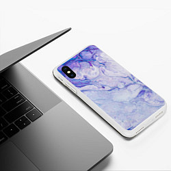 Чехол iPhone XS Max матовый Разводы сиреневой краской, цвет: 3D-белый — фото 2