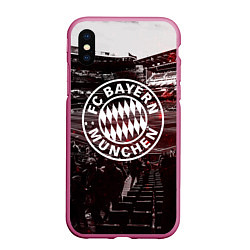 Чехол iPhone XS Max матовый FC BAYERN MUNCHEN, цвет: 3D-малиновый