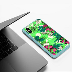 Чехол iPhone XS Max матовый Цветы в неоне, цвет: 3D-мятный — фото 2