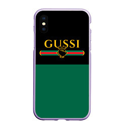 Чехол iPhone XS Max матовый GUSSI ГУСИ, цвет: 3D-светло-сиреневый