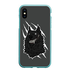 Чехол iPhone XS Max матовый Волк, цвет: 3D-мятный