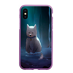 Чехол iPhone XS Max матовый Одинокий пес в озере слез, цвет: 3D-фиолетовый