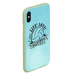 Чехол iPhone XS Max матовый LIVE! LOVE! VOLLEYBALL!, цвет: 3D-салатовый — фото 2