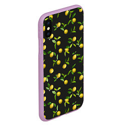Чехол iPhone XS Max матовый Лимончики на черном, цвет: 3D-сиреневый — фото 2