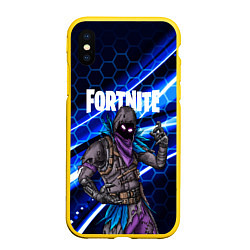 Чехол iPhone XS Max матовый FORTNITE RAVEN, цвет: 3D-желтый