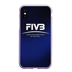 Чехол iPhone XS Max матовый FIVB Volleyball, цвет: 3D-светло-сиреневый