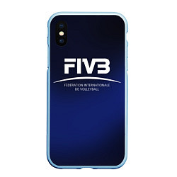 Чехол iPhone XS Max матовый FIVB Volleyball, цвет: 3D-голубой