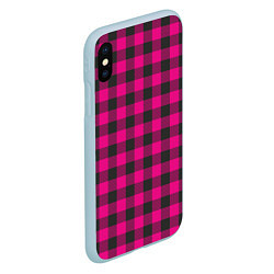 Чехол iPhone XS Max матовый Розовая клетка, цвет: 3D-голубой — фото 2