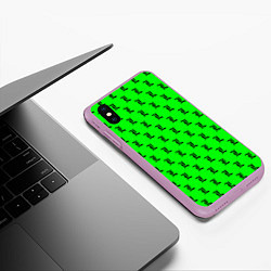Чехол iPhone XS Max матовый Эл паттерн зеленый, цвет: 3D-сиреневый — фото 2