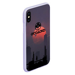 Чехол iPhone XS Max матовый Cyberpunk 2077 - Arasaka, цвет: 3D-светло-сиреневый — фото 2