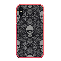 Чехол iPhone XS Max матовый Skulls, цвет: 3D-красный