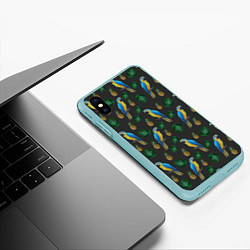 Чехол iPhone XS Max матовый Попугай Ара, цвет: 3D-мятный — фото 2