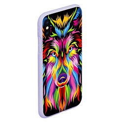 Чехол iPhone XS Max матовый Neon wolf, цвет: 3D-светло-сиреневый — фото 2