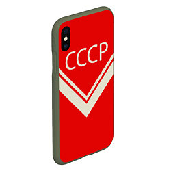 Чехол iPhone XS Max матовый СССР хоккейная форма, цвет: 3D-темно-зеленый — фото 2