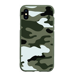 Чехол iPhone XS Max матовый Camouflage 2, цвет: 3D-темно-зеленый