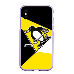 Чехол iPhone XS Max матовый Pittsburgh Penguins Exclusive, цвет: 3D-светло-сиреневый