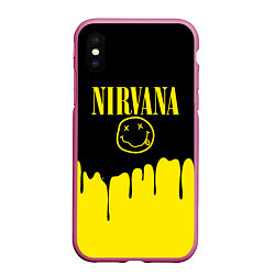Чехол iPhone XS Max матовый Nirvana, цвет: 3D-малиновый