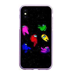 Чехол iPhone XS Max матовый Among Us, цвет: 3D-сиреневый