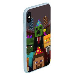 Чехол iPhone XS Max матовый Minecraft - characters - video game, цвет: 3D-голубой — фото 2