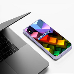 Чехол iPhone XS Max матовый Minecraft - pattern, цвет: 3D-светло-сиреневый — фото 2