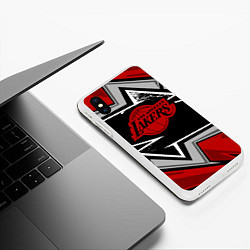 Чехол iPhone XS Max матовый LA LAKERS RED, цвет: 3D-белый — фото 2