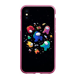 Чехол iPhone XS Max матовый Among Us, цвет: 3D-малиновый
