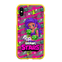 Чехол iPhone XS Max матовый Rosa Brawl Stars, цвет: 3D-желтый