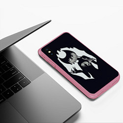 Чехол iPhone XS Max матовый Bendy And The Ink Machine, цвет: 3D-малиновый — фото 2