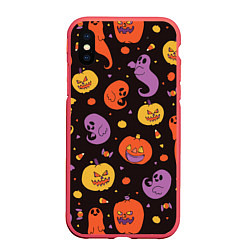 Чехол iPhone XS Max матовый Halloween, цвет: 3D-красный