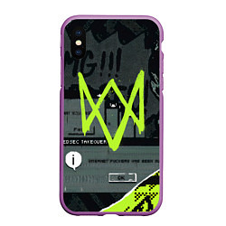 Чехол iPhone XS Max матовый WATCH DOGS: LEGION, цвет: 3D-фиолетовый