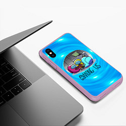 Чехол iPhone XS Max матовый Among Us карты, цвет: 3D-сиреневый — фото 2