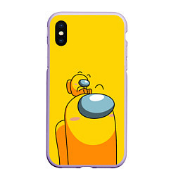 Чехол iPhone XS Max матовый AMONG US YELLOW, цвет: 3D-светло-сиреневый