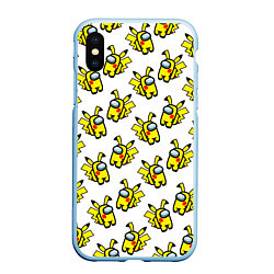 Чехол iPhone XS Max матовый Among us Pikachu, цвет: 3D-голубой