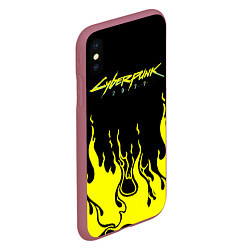 Чехол iPhone XS Max матовый CYBERPUNK 2077, цвет: 3D-малиновый — фото 2