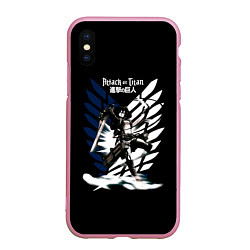Чехол iPhone XS Max матовый Атака на титанов, цвет: 3D-розовый
