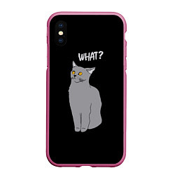 Чехол iPhone XS Max матовый What cat, цвет: 3D-малиновый