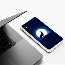 Чехол iPhone XS Max матовый Воющий на луну, цвет: 3D-белый — фото 2