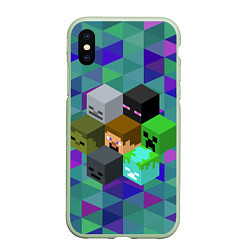 Чехол iPhone XS Max матовый Minecraft, цвет: 3D-салатовый