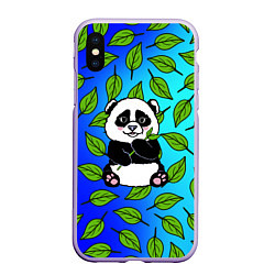 Чехол iPhone XS Max матовый Панда, цвет: 3D-светло-сиреневый