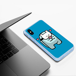 Чехол iPhone XS Max матовый Nyan Cat Among Us, цвет: 3D-голубой — фото 2