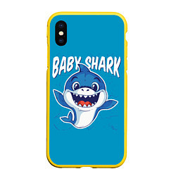 Чехол iPhone XS Max матовый Baby Shark, цвет: 3D-желтый