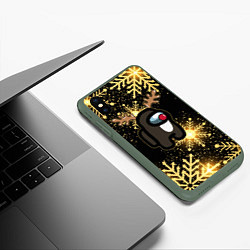 Чехол iPhone XS Max матовый AMONG US НОВОГОДНИЙ, цвет: 3D-темно-зеленый — фото 2