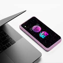 Чехол iPhone XS Max матовый Among Us Love, цвет: 3D-сиреневый — фото 2