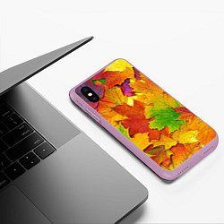 Чехол iPhone XS Max матовый Осенние листья, цвет: 3D-сиреневый — фото 2