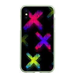 Чехол iPhone XS Max матовый Крестики, цвет: 3D-салатовый