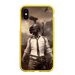 Чехол iPhone XS Max матовый PUBG, цвет: 3D-желтый