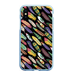 Чехол iPhone XS Max матовый Feathers, цвет: 3D-голубой