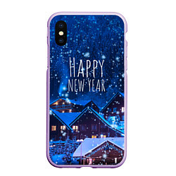 Чехол iPhone XS Max матовый Happy New Year, цвет: 3D-сиреневый